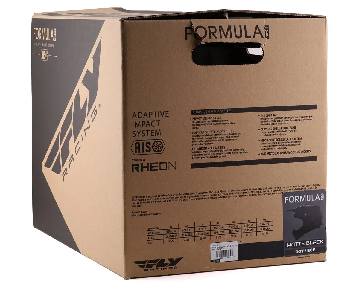 Fly Racing Formula CP Solid Helmet (Matte Black) (Youth L) - view 4